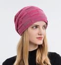 Rutig dammössa - ventilerande stickad herrmössa - mjukt fleecefoder - löst stickad mössa - unisex vintermössa - klassisk unisex höst - vinter