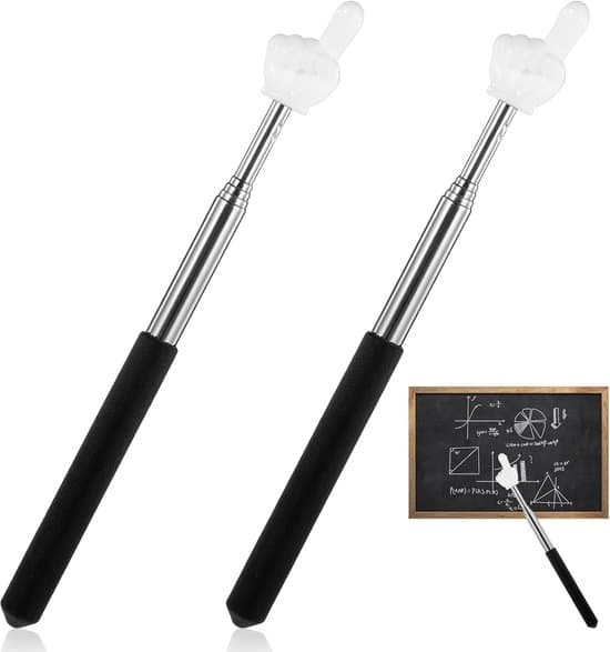 Udtrækkelig Pointer - 2 stk - Pointer - Teleskopisk Pointer - Præsentationspind - Pointer Pen - Udtrækkelig - Pointer med Hånd - 20 - 20-68cm - 2 stk