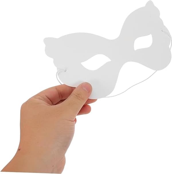 40 stykker DIY hvide papirmasker - robuste malbare halvmasker - med elastikbånd til kostumefester - velegnet til Halloween &