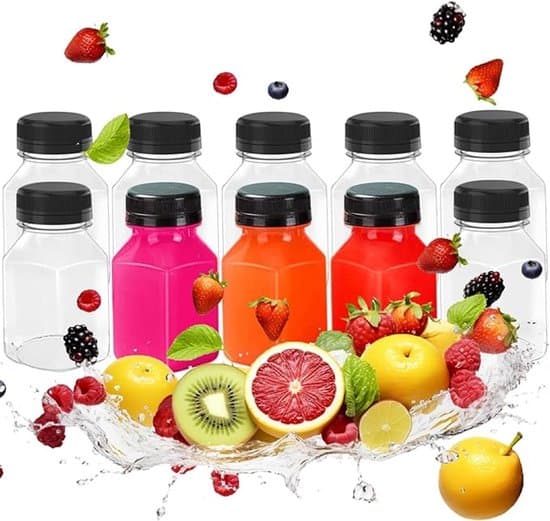 10 stycken små transparenta dricksflaskor - Plastjuiceflaskor - Mjölkflaskor - Dryckesbehållare - transparent - 120 ml - 10 stycken