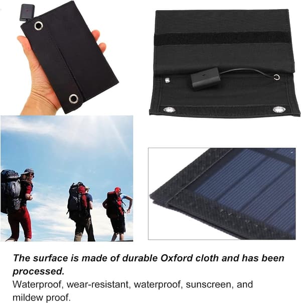 Solpanel-5 paneler-Solpaneler är vikbara-Solceller Laddar batteri -solpanel powerbank-15W 5V USB solpanel-solpaneler, Svart
