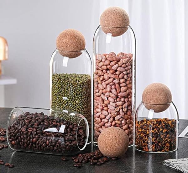 Glasburk med korklock - Matförvaring - Kaffe Socker Pasta - 500ml