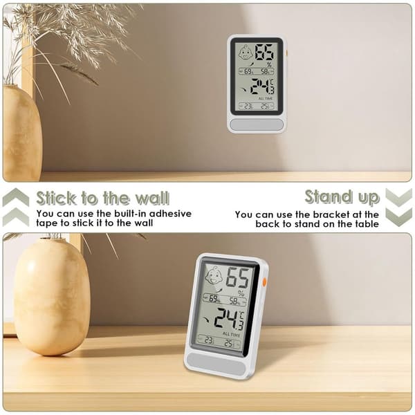Digital inomhustermometer och hygrometer med stor belyst display