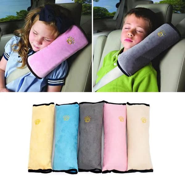 2-pack bilbälteskuddar - Bekväm axelvadd för barn - Justerbar - Grå & Rosa