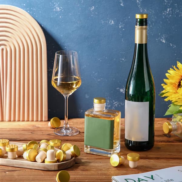 Återanvändbara T-formade korkproppar för vin- och ölflaskor (guld, 24 stycken)