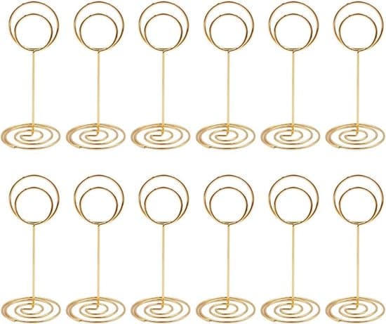 12 st Mini Platskortshållare Bordsnummerhållare Bröllop - Guld