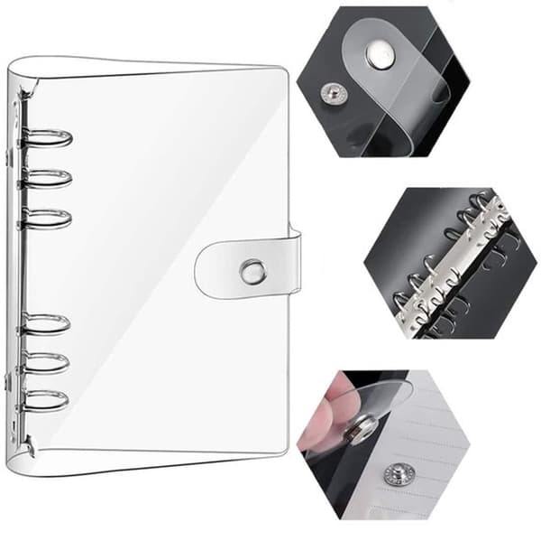 Vandtæt Notesbogsmappe - A6 Ringbind 6 Ringe - Blød PVC - Løsbladsmappe - Letvægt - Robuste Ringe i Rustfrit Stål