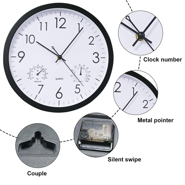 Modern minimalistisk väggklocka i trä (vit, 30 cm)