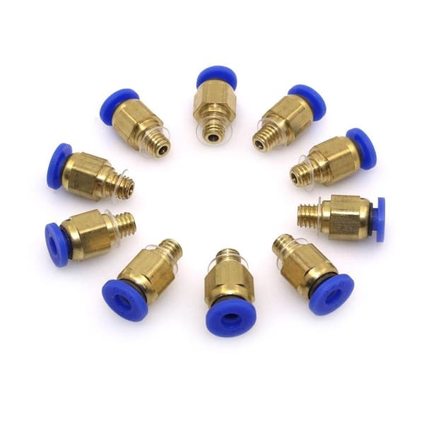 10 stk. PC4-M6 4mm gevind M4 lige stik til 3D-printer
