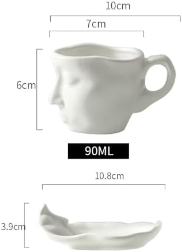 Romantisk kaffekopsæt med underkop - håndmalet keramik