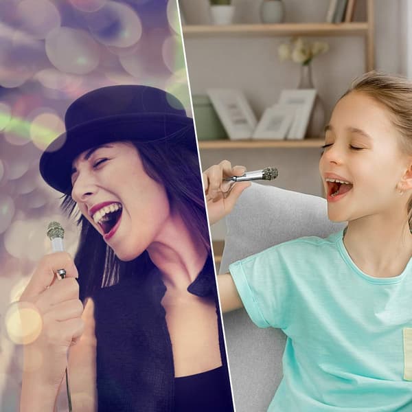 Mini bærbar mikrofon – til sang, vlogging, podcasting – egnet til iPhone, Android, PC, iPad (sølv)