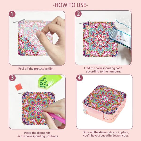 DIY Diamantmaling - Lærredsmateriale - Bærbar Makeuptaske