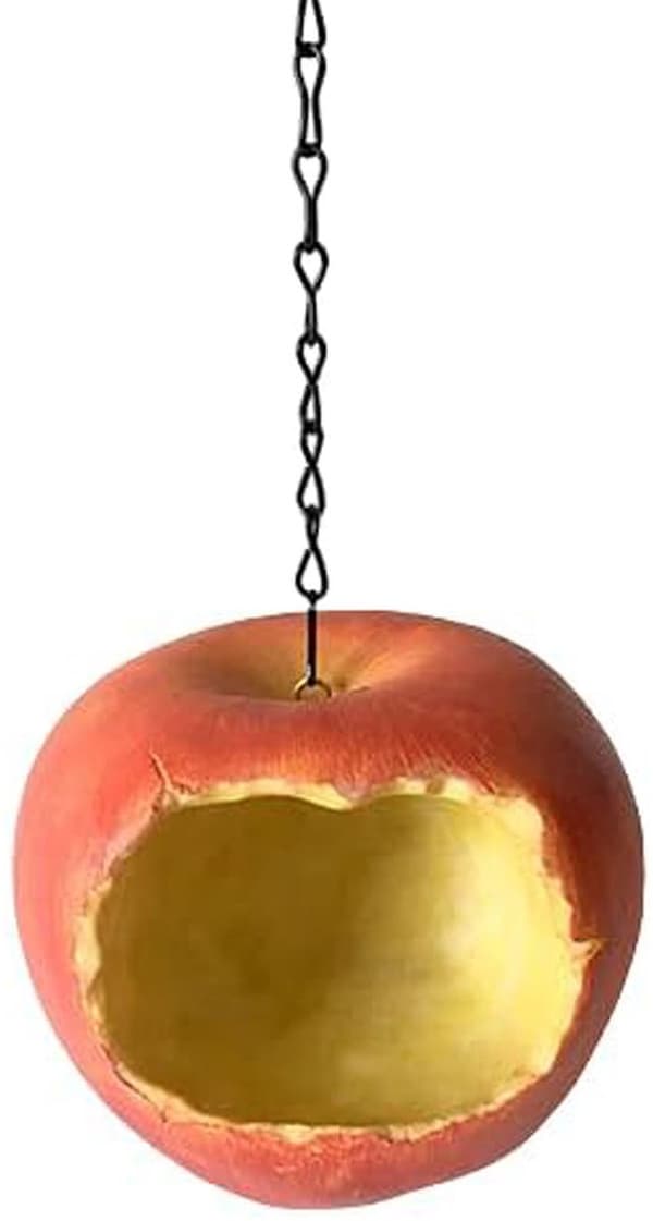 Fuglefoderbræt - Æbleformet hængende fuglefoderbræt - Hængende harpiks fuglefoderbræt - Frugtformet fuglefoderbræt - Udendørs fuglefoderbræt - Rød