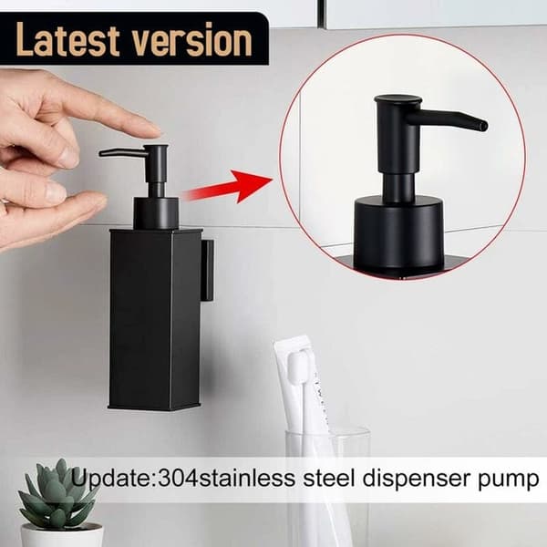 Vægmonteret sæbedispenser i 304 rustfrit stål, 1 stk., mat sort, til hverdagsbrug