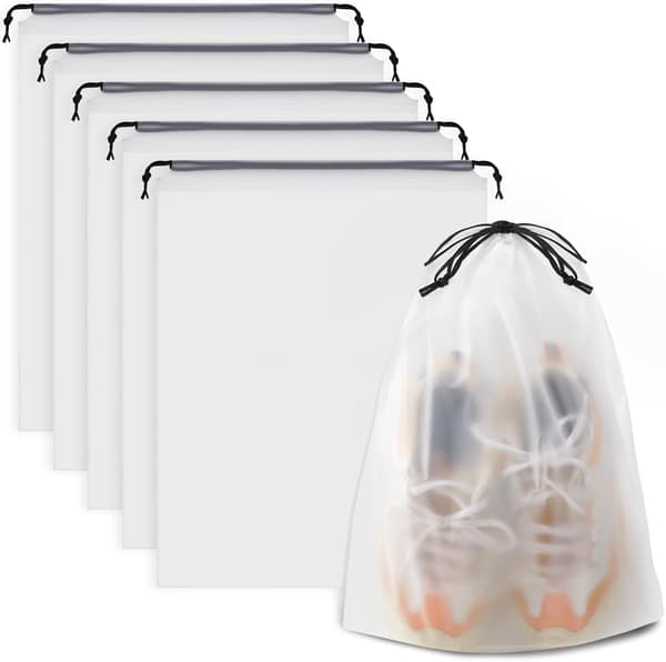 Resväskor, resväskor med dragsko, dammfria och bärbara resväskor, unisex, transparenta, stora, 5-pack.