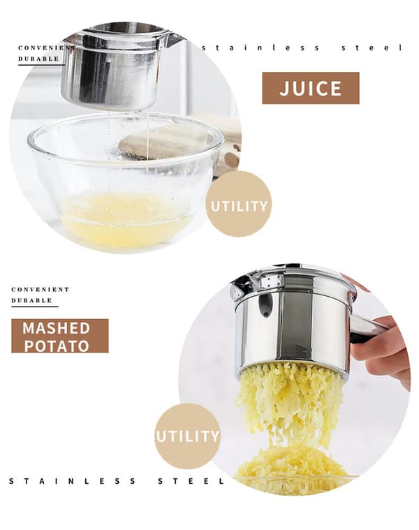 Potatispress - Press - Rostfritt stålmaterial - Gör potatismos perfekt fluffigt