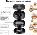 Urtekværne, Tør urtekværn Bærbar zinklegering metalkværn, diameter 63MM - blå