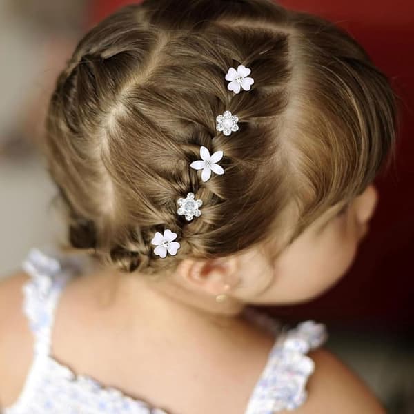 Solidchoice - Sæt med 20 mini blomsterhårklemmer med ryttere