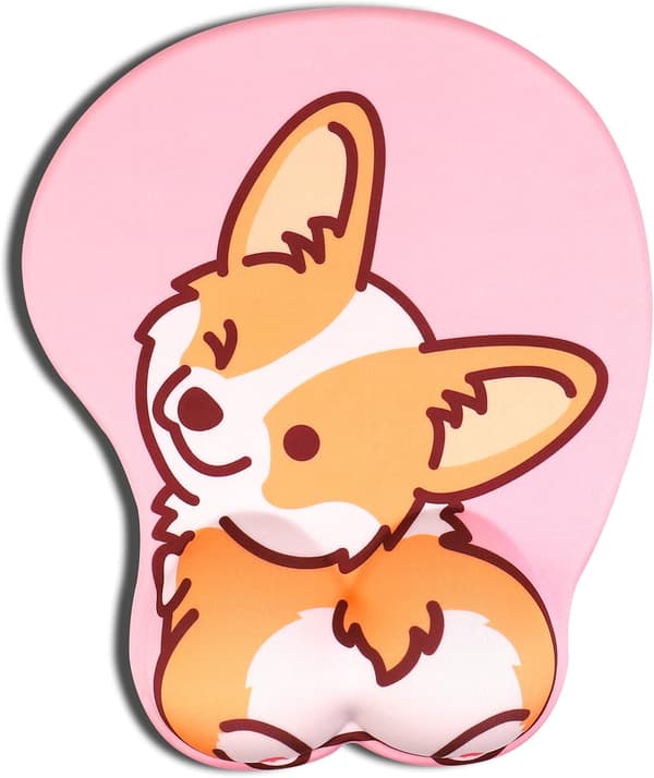 3D musemåtte med gelpude - Ergonomisk musemåtte med håndledsstøtte - Corgi design