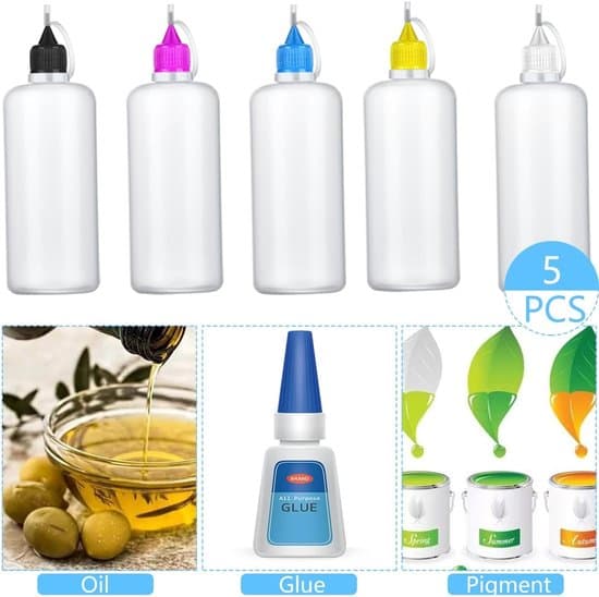 Precisionsklämflaska - DIY quillingverktyg - plastdroppflaskor - 100 ml nålspets - limflaskor tom spets - 5 stycken - 100 m
