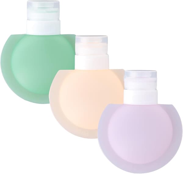 Reseflaskor - 3 små påfyllningsbara reseflaskor - 90 ml påfyllningsbara silikonflaskor - schampo - läckagesäkra tomma flaskor - lotion - 90 ml