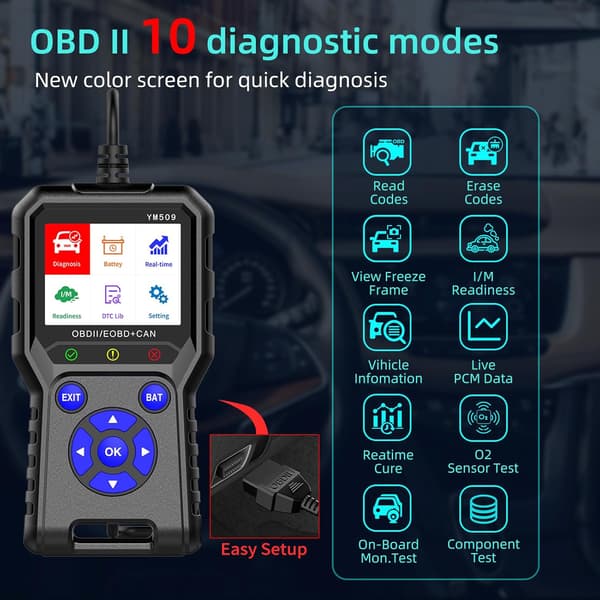 Professionel OBD 2-scanner til bilmotorfejlkoder, CAN-diagnosescannerværktøj, læs og slet fejlkoder for køretøjer med OBD2