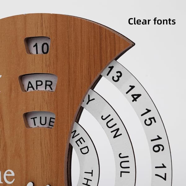 stycke - Träevighetskalender - Rund träkalender - Trä - Manuell rotation - 18*20 cm - Skrivbordskalender - Evighetskalender