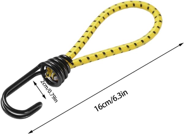 Bungee-snore - Elastiske stropper - Camping og rejser - Robuste teltankre - 0,6 cm tykkelse - Gul Sort