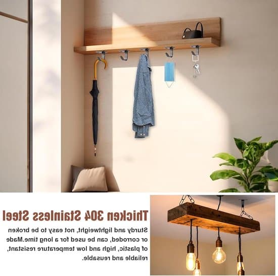 Sorte loftkroge - 10 stk. - rustfrit stål - holdbare