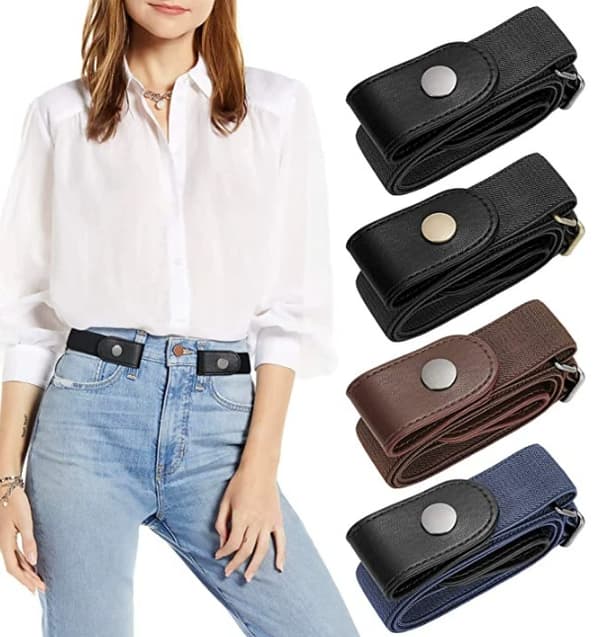 6-delt usynlig linning - Linning til dovne kvinder - Elastisk denim bælte - Elastisk linning