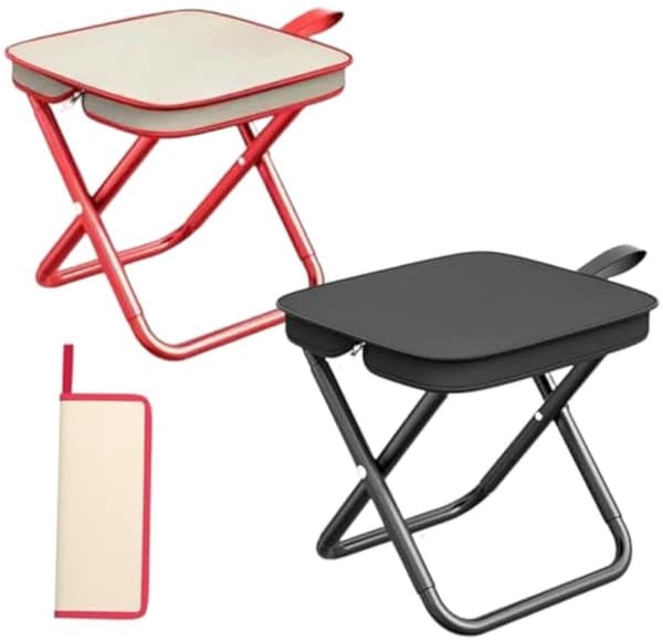 Foldestol 2, Sort, Rød, Metal, 80 Kg, Til Udendørs, Foldestol 2 (stykker), foldestol, foldbar campingstol, foldestol