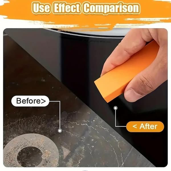 Rustfjerner i rustfrit stål 2 stk. - Magisk rustfjerner i rustfrit stål - Rustfjerner i gummi til køkken, badeværelse og husholdning - Orange