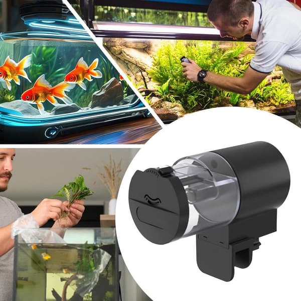 Automatisk Foderautomat - 100 ml - Automatisk Fiskefoderautomat - Fiskefoderdispenser med Timer - Automatisk Fiskefoderautomat - Akvariefoderautomat - Fugtbestandig - Fisk