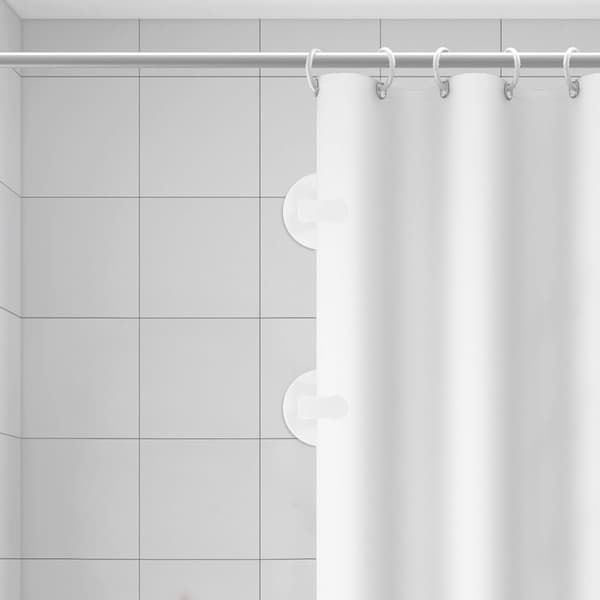 Duschdraperiklämmor - Väggmontering - Håller Vattnet Ute - Ingen Borrning Krävs - 4 Delar - Beige
