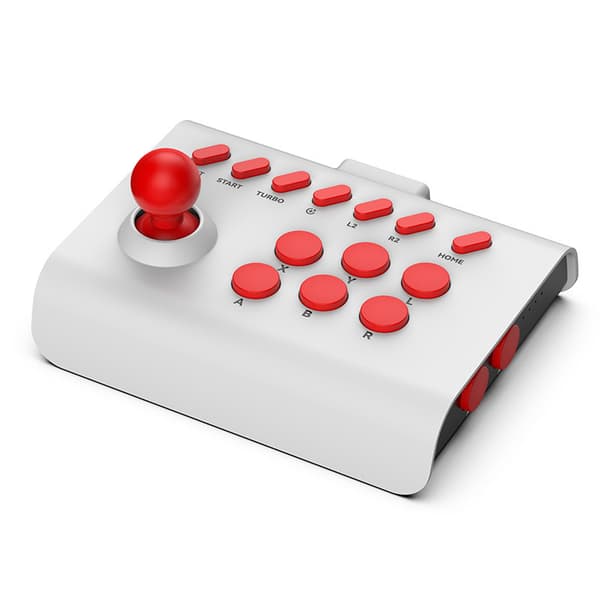 Spilcontroller, egnet til trådløse kampspilsplatforme som PS4/PS3/PC/Switch, Steam og TV-set-top-bokse, hvid og rød.