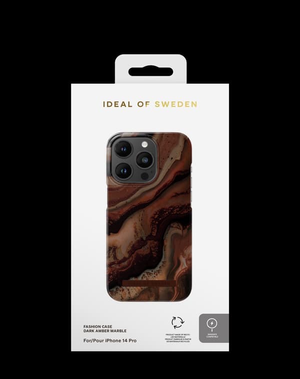 Printed Case MagSafe iPhone 14 Pro Dark Amber Marble