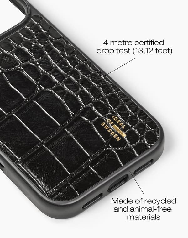Vegan Leather Case iPhone 17 Pro Black Croco