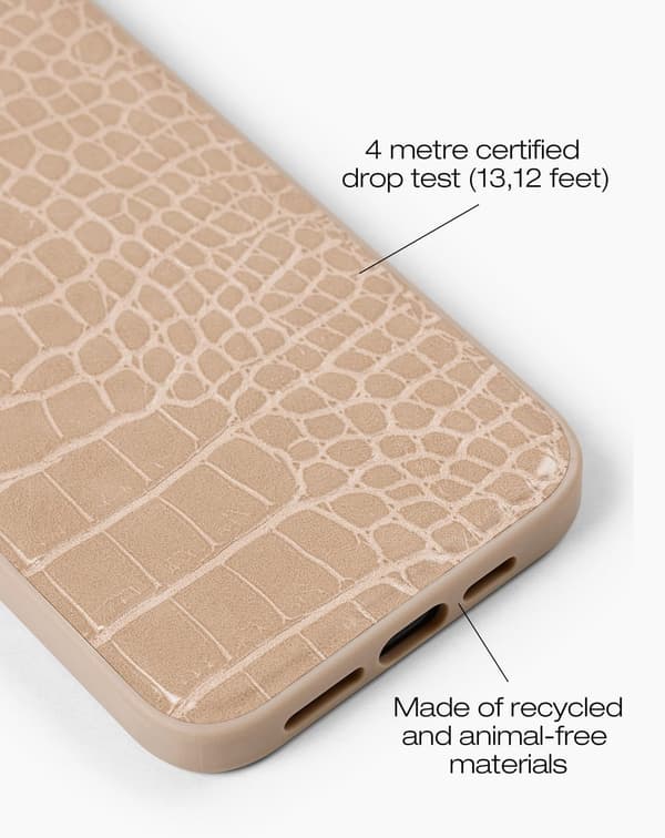 Vegan Leather Case iPhone 15 Pro Max Warm Beige Croco
