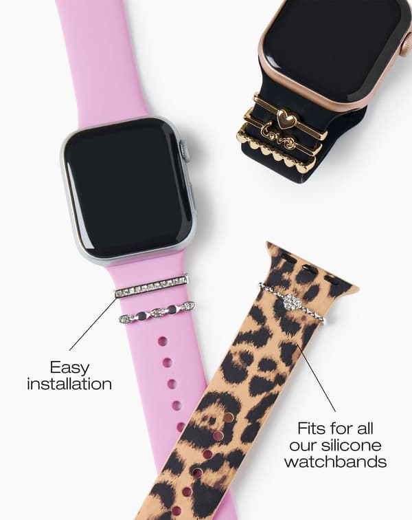 Watch Band Charms Silver Sparkle