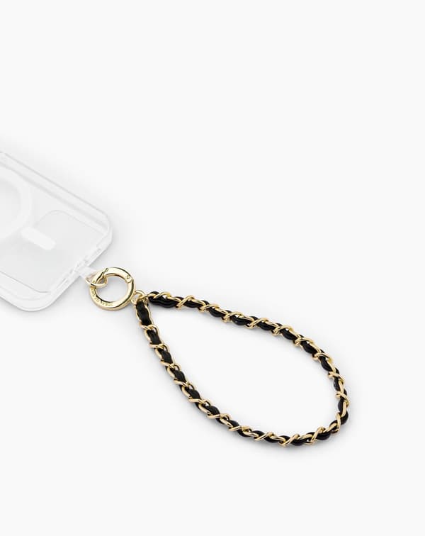 Phone Wristlet Strap Noir Gold