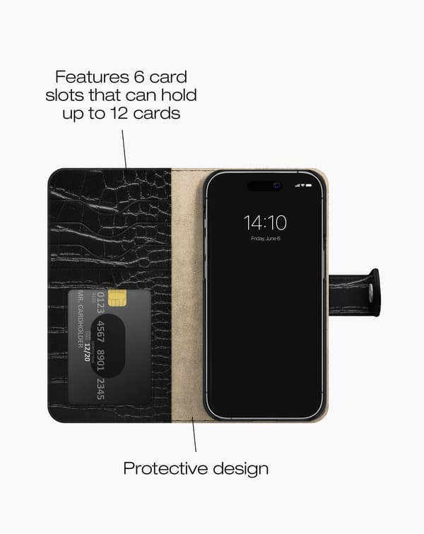 Magnet Wallet+ iPhone 15 Pro Max Black Croco