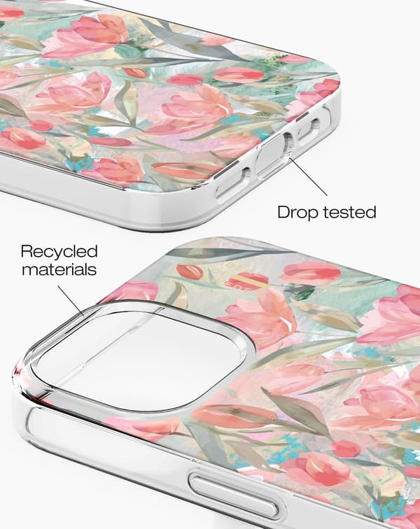 Clear Case iPhone 13 / 14 / 15 / 16e / 17e Tulip Bloom