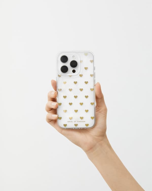 Clear Case iPhone 16 Golden Hearts