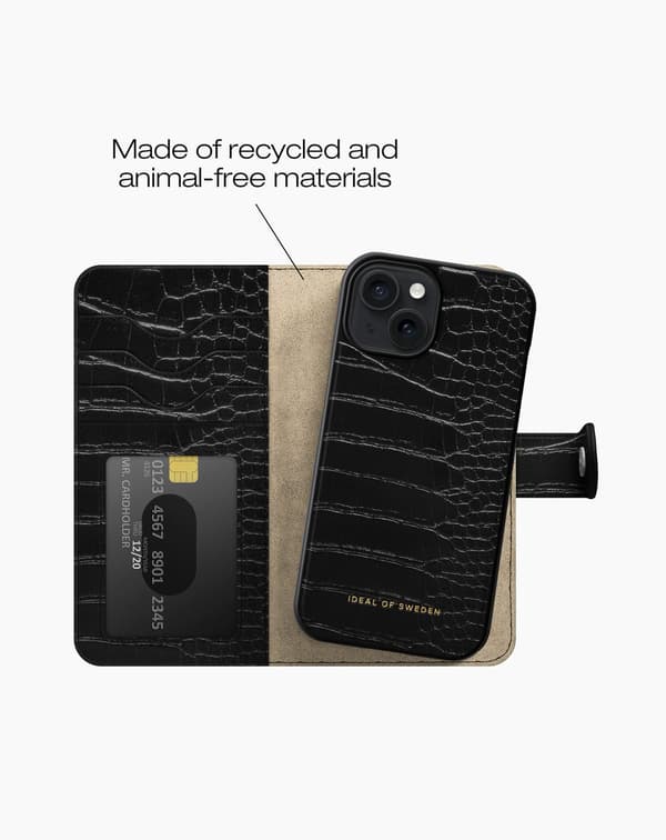 Magnet Wallet+ iPhone 15 Black Croco