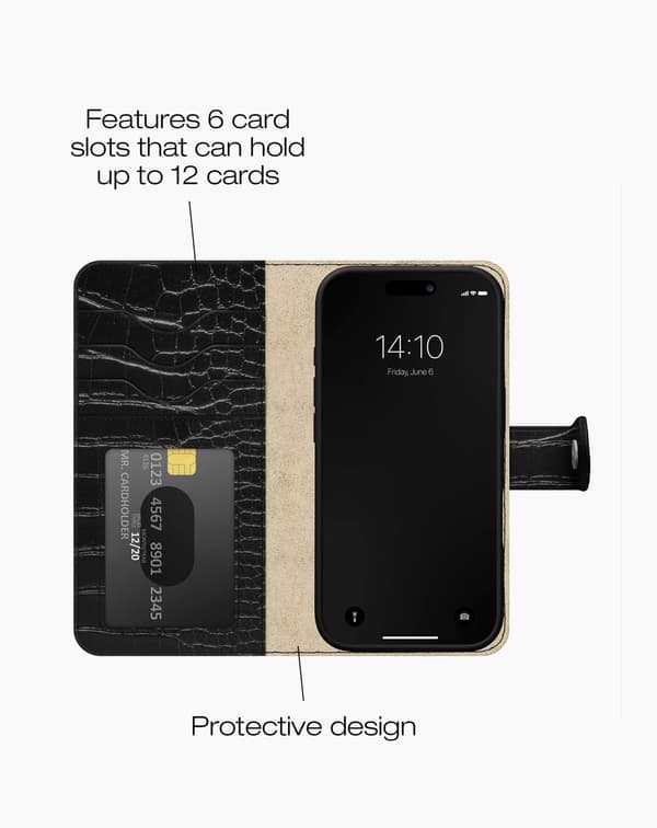 Magnet Wallet+ iPhone 16 Pro Max Black Croco