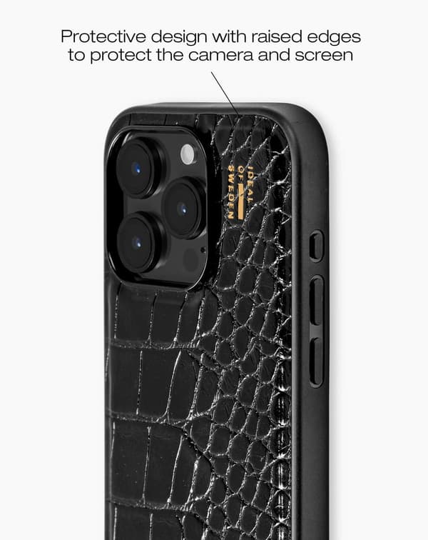 Vegan Leather Case iPhone 15 Pro Black Croco