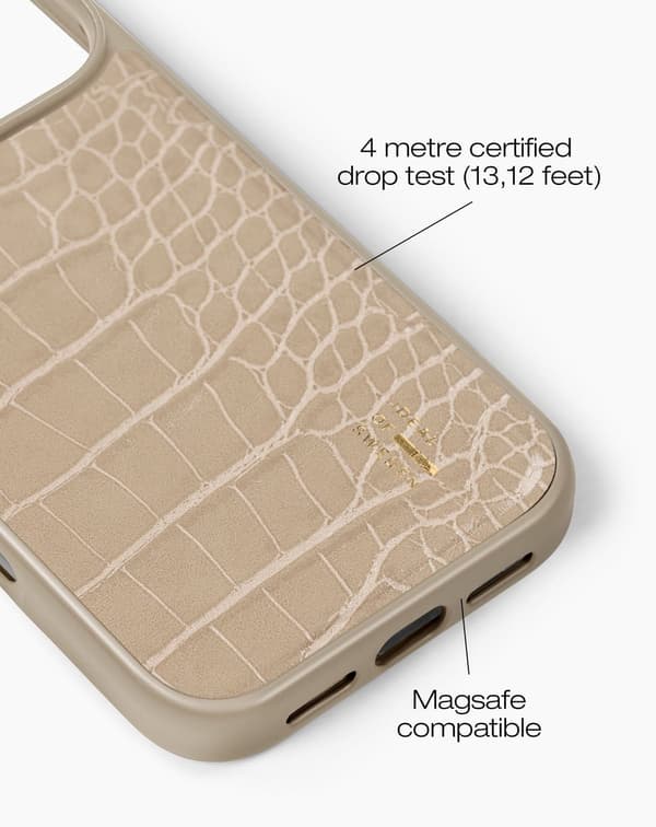 Vegan Leather Case MagSafe iPhone 17 Pro Max Warm Beige Croco