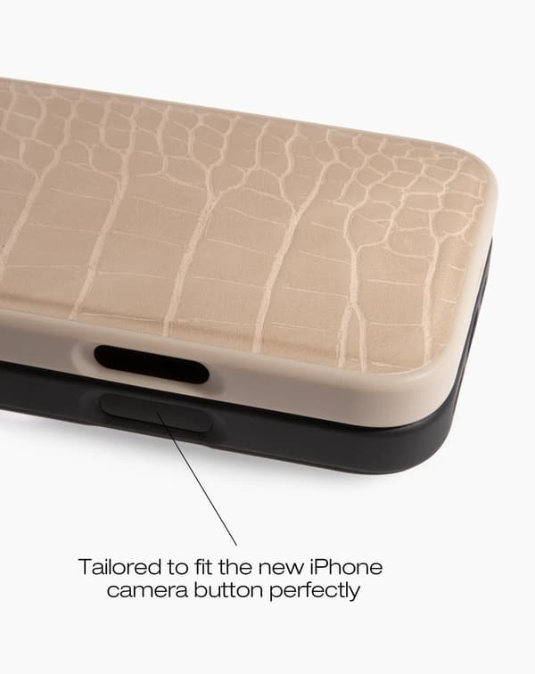 Vegan Leather Case iPhone 16 Pro Max Black Croco