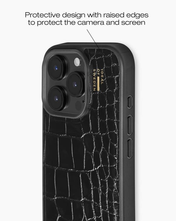 Vegan Leather Case MagSafe iPhone 16 Pro Black Croco