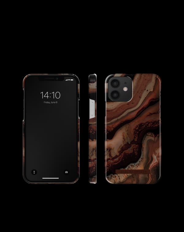 Printed Case iPhone 12 / 12 Pro Dark Amber Marble